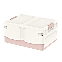 Ящик пластиковый складной белый, дно розовое, 480х360х240 мм в Костанай Ящик пластиковый складной белый, дно розовое, 480х360х240 мм в Костанай