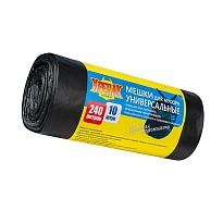 Мешки для мусора 240 л, черные, в рулоне 10 шт., ПНД 40 мкм, 1250х1000 мм, Крепак, 4607075710153 в Костанай