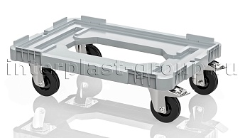 Тележка пластиковая с отверстием 2 колеса с тормозом серая в Костанай Тележка пластиковая с отверстием 2 колеса с тормозом серая в Костанай