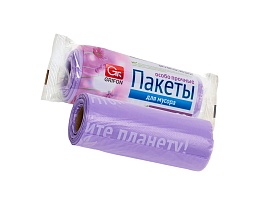 Мешки для мусора 35 л, ароматизированные, сиреневые, в рулоне 20 шт., ПНД, 12 мкм, 560х530 мм, GRIFON Полевые Цветы, 100-034 в Костанай