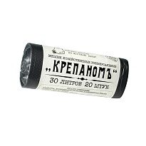 Мешки для мусора 30 л, черные, в рулоне 20 шт., ПНД, 7 мкм, 560х440 мм, Крепаномъ, 4607075710580 в Костанай