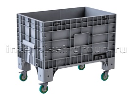 Контейнер iBox сплошной на колесах серый в Костанай