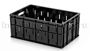 Ящик для молока, мяса, овощей и фруктов малая перфорация дно сплошное черный в Костанай Ящик для молока, мяса, овощей и фруктов малая перфорация дно сплошное черный в Костанай