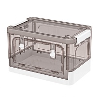 Ящик пластиковый складной прозрачный коричневый, дно белое, 360х235х230 мм, с колесиками в Костанай