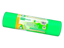 Мешки для мусора 180 л, ароматизированные, зеленые, в рулоне 10 шт., ПВД, 35 мкм, 1100х930 мм, PREMIUM+, 180105301 в Костанай