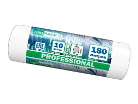 Мешки для мусора 180 л, прозрачные, в рулоне 10 шт., ПВД, 30 мкм, 1100х930 мм, PROFESSIONAL, 180104408 в Костанай