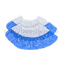 Бахилы бело-синие 1000 шт (500 пар), 48 мкм, двойная подошва, с одной резинкой, Эконом+ в Костанай