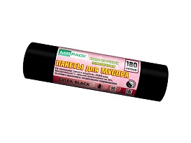 Мешки для мусора 180 л, ароматизированные, черные, в рулоне 10 шт., ПВД, 50 мкм, 1100х930 мм, EXTRA black, 18008301 в Костанай