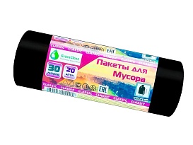 Мешки для мусора 30 л, черные, в рулоне 20 шт., ПНД, 7 мкм, 600х500 мм, MIRPACK Classik, 302040 в Костанай