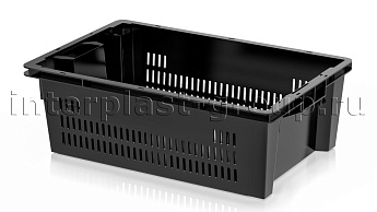 Ящик универсальный для овощей, фруктов и хлеба перфорированные стенки сплошное дно черный в Костанай
