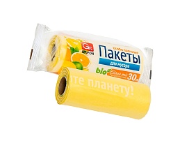 Мешки для мусора 35 л, ароматизированные, желтые, в рулоне 20 шт., ПНД, 12 мкм, 560х530 мм, GRIFON Цитрусовый Микс, 100-033 в Костанай