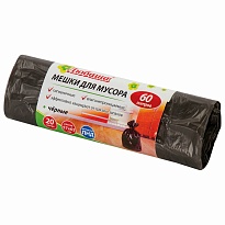 Мешки для мусора 60 л, черные, в рулоне 20 шт., ПНД, 5 мкм, 650х570 мм, Любаша, 605331 в Костанай Мешки для мусора 60 л, черные, в рулоне 20 шт., ПНД, 5 мкм, 650х570 мм, Любаша, 605331 в Костанай