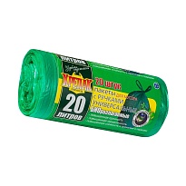 Мешки для мусора 20 л, биоразлагаемые, с ручками, черные, в рулоне 30 шт., ПНД, 10 мкм, 550х440 мм, Крепак, 4607075710047 в Костанай