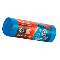Мешки для мусора 160 л, синие, в рулоне 10 шт., ПВД, 21 мкм, 1200х870 мм, PACLAN Big&Strong, 604075 в Костанай