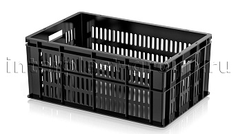 Ящик для молока, мяса, овощей и фруктов большая перфорация дно сплошное черный в Костанай Ящик для молока, мяса, овощей и фруктов большая перфорация дно сплошное черный в Костанай