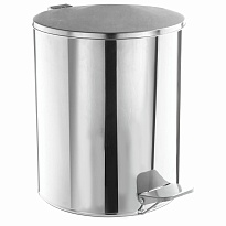 Ведро для мусора с педалью, усиленное, ТИТАН, 7 л, кольцо под мешок, нержавеющая сталь, хром в Костанай