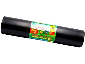 Мешки для мусора 280 л, ароматизированные, черные, в рулоне 10 шт., ПВД 110 мкм, 1400х930 мм, Добрыня, Dob28010black в Костанай