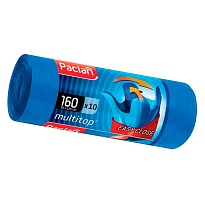Мешки для мусора 160 л, с ушками, синие, в рулоне 10 шт., ПВД, 30 мкм, 1250х900 мм, PACLAN Multitop, 604064 в Костанай