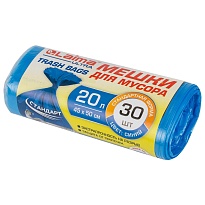 Мешки для мусора 20 л, синие, в рулоне 30 шт., ПНД, 8 мкм, 500х450 мм, LAIMA, 607682 в Костанай