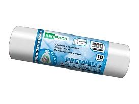 Мешки для мусора 300 л, белые, в рулоне 10 шт., ПВД 70 мкм, 1400х1000 мм, PREMIUM+, 300101602 в Костанай