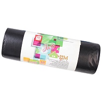Мешки для мусора 220 л, черные, в рулоне 10 шт., ПВД, 29 мкм, 1100х830 мм, Концепция Быта ЭкоДом, 604924 в Костанай