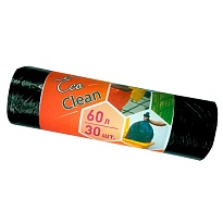 Мешки для мусора 60 л, черные, в рулоне 30 шт., ПНД, 6 мкм, 640х580 мм, Концепция Быта EcoClean, 603890 в Костанай