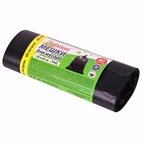 ММешки для мусора 60 л, черные, в рулоне 20 шт., ПНД, 8 мкм, 650х580 мм, Любаша, 608092 в Костанай