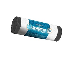 Мешки для мусора 120 л, черные, в рулоне 10 шт., ПНД, 14 мкм, 1100х700 мм, SIBIRSKAYA, 101-008 S в Костанай