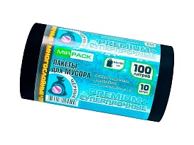 Мешки для мусора 100 л, черные, в рулоне 10 шт., ПВД, 70 мкм, 1000х600 мм, PREMIUM+, 1001076 в Костанай