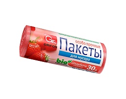 Мешки для мусора 30 л, ароматизированные, Клубника, красные, в рулоне 20 шт., ПНД, 9 мкм, 560х530 мм, GRIFON Aroma, 101-020 K в Костанай