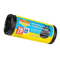 Мешки для мусора 20 л, черные, в рулоне 30 шт., ПНД, 10 мкм, 550х440 мм, Крепак, 4607075710092 в Костанай Мешки для мусора 20 л, черные, в рулоне 30 шт., ПНД, 10 мкм, 550х440 мм, Крепак, 4607075710092 в Костанай