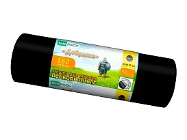 Мешки для мусора 180 л, ароматизированные, черные, в рулоне 10 шт., ПВД, 100 мкм, 1100х930 мм, Добрыня, Dob18010black в Костанай
