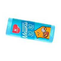 Мешки для мусора 30 л, синие, в рулоне 30 шт., ПНД, 5 мкм, 560х480 мм, Эконом, МЭ3841 (ПМ-30-30) в Костанай